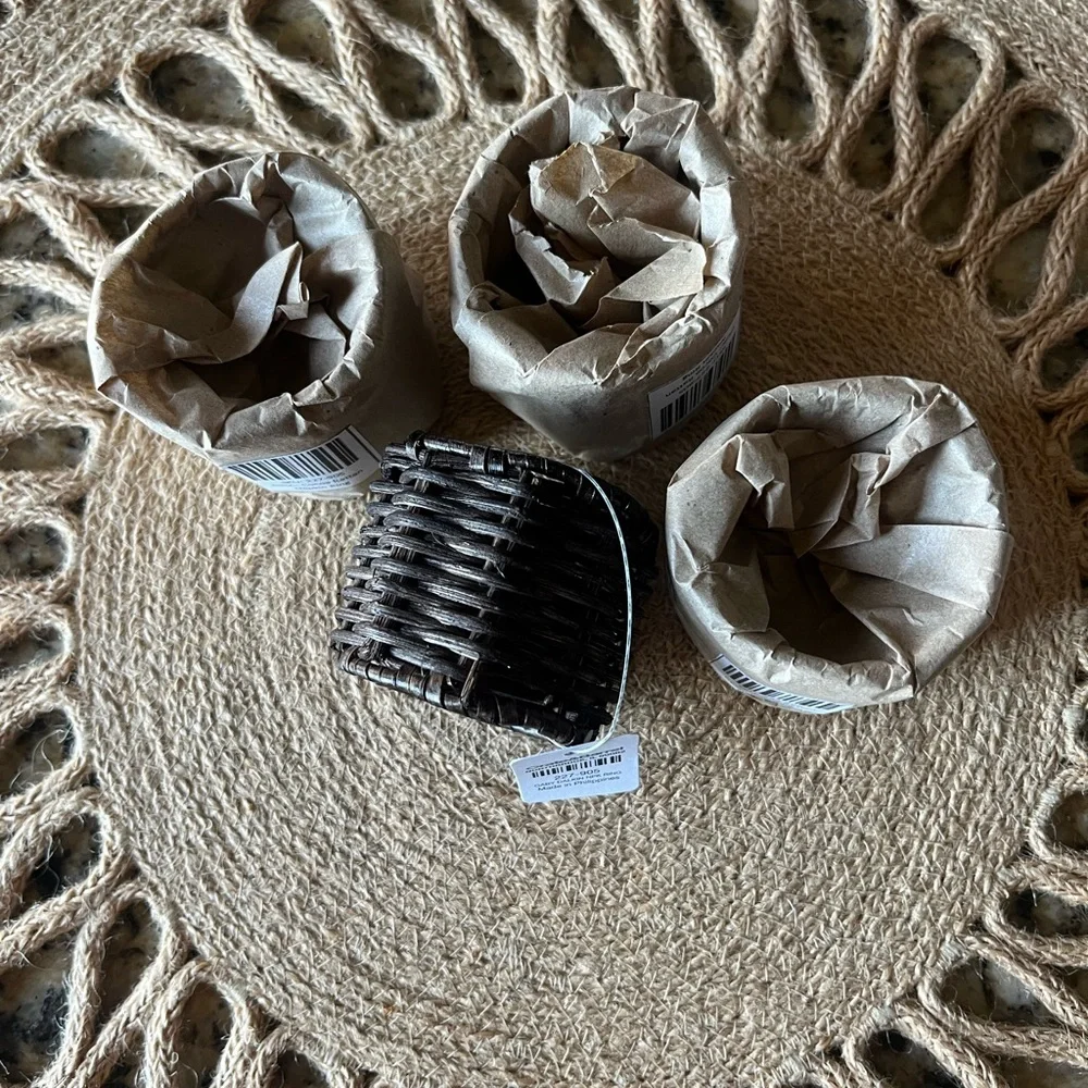 Crate&Barrel Dark Brown Rattan Napkin Rings